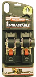 RETRACTABLE RATCHETING TIE DOWN STRAPS - 1" X 6FT