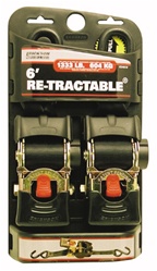 RETRACTABLE RATCHETING TIE DOWN STRAPS - 2" X 6FT
